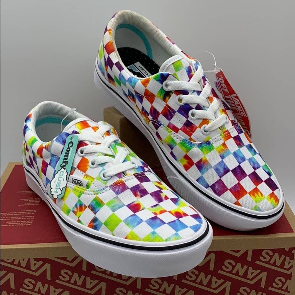 VANS COMFYCUSH ERA TIE-DYE CHECKERBOARD WHITE mens - Picture 14 of 16